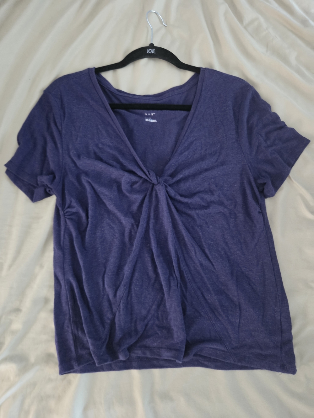 Knot-Front Short Sleeve Tee in Deep Purple